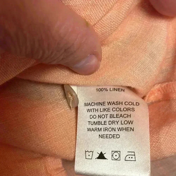 Foxcroft women’s linen tunic button up v-neck blouse size 14 peach color - Picture 3 of 9